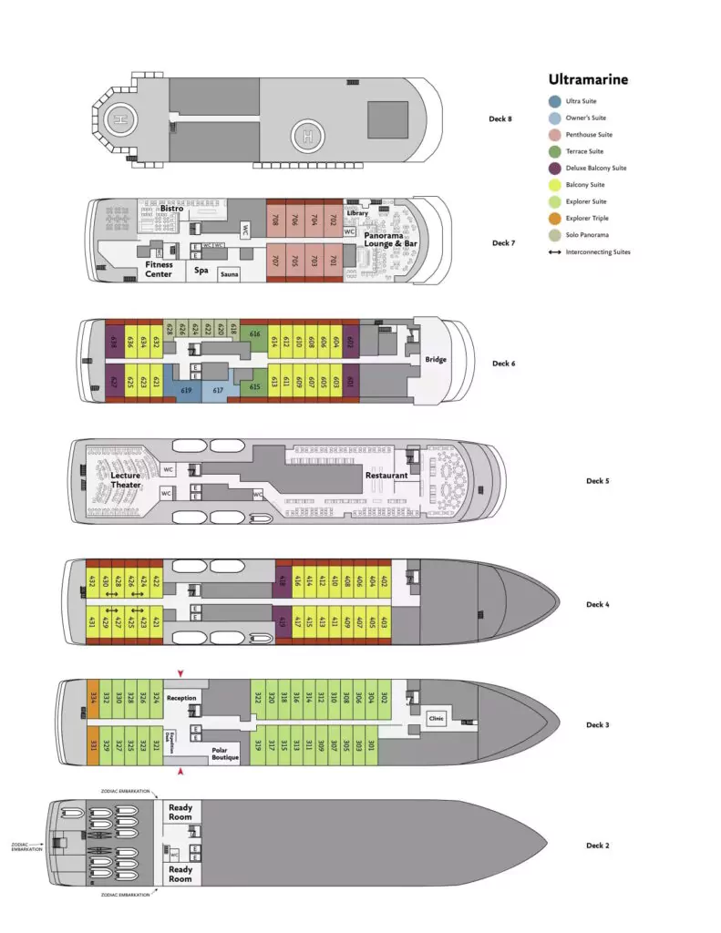 Deckplan der Ultramarine von Quark Expeditons