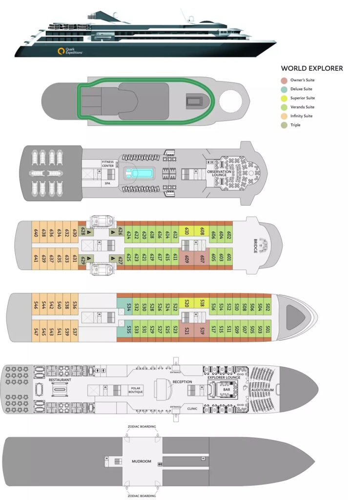 Deckplan der World Explorer von Quarks Expeditions.