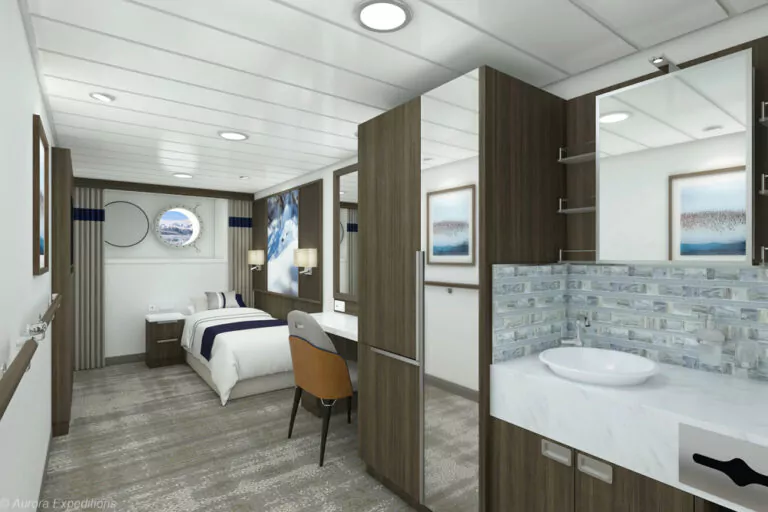 Kabine Single Superior Render der Douglas Mawson Aurora Expeditions