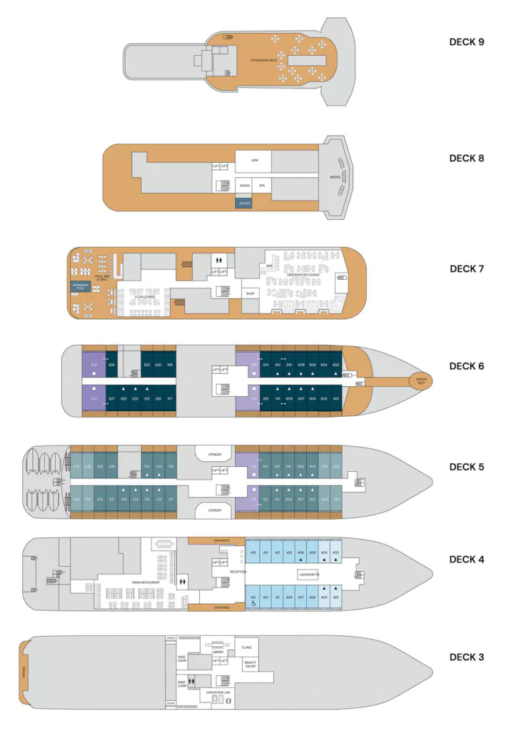 Deckplan SH Vega von Swan Hellenic