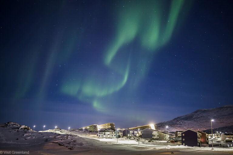 Nordlichter in Nuuk in Grönland in der Arktis